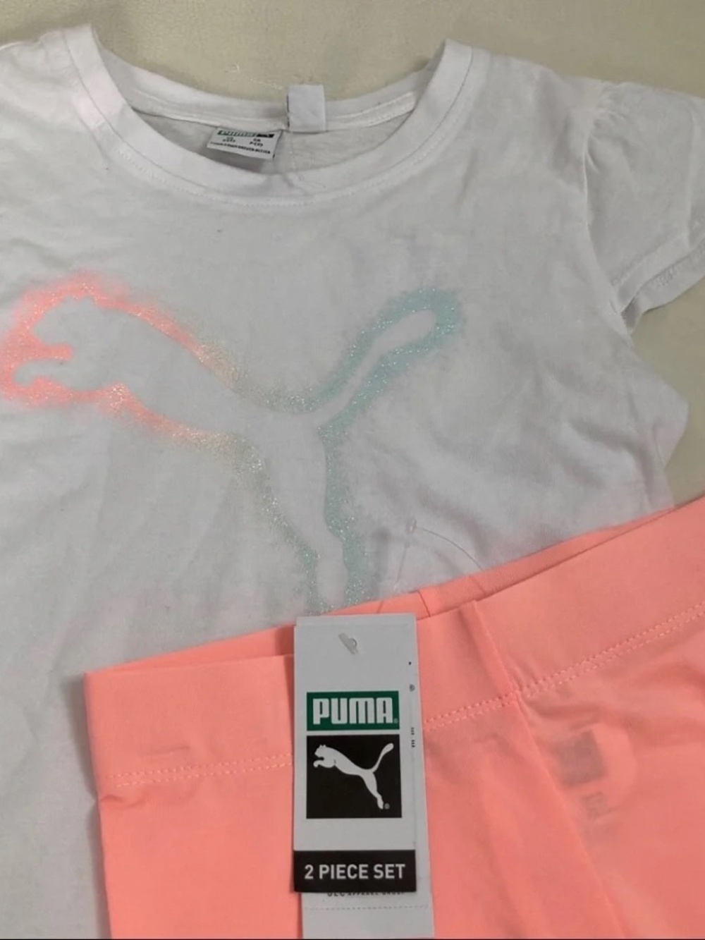Puma sparkly cute peach color leggings set 4047 - Picture 5 of 6